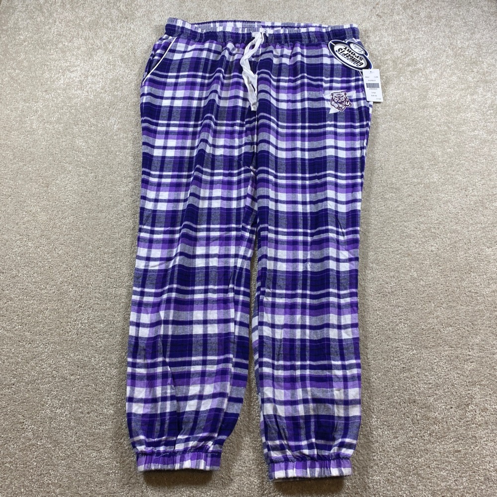 Concepts Sport Pajama Pants Mens Large Purple Plaid Bulldog Jogger Loungewear